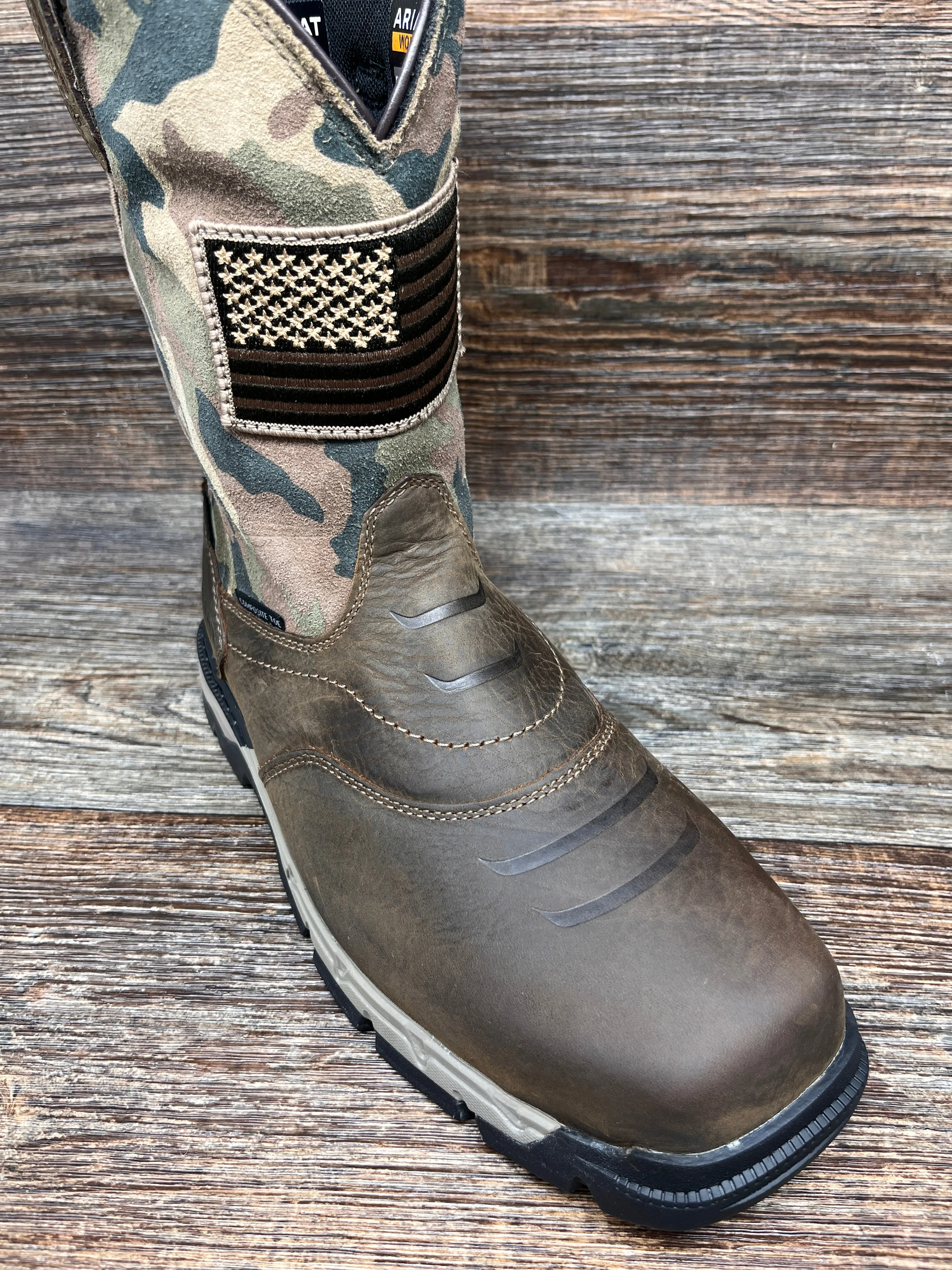10029518 Men's Rebar Flex Patriot Waterproof Composite Safety Toe Work Boot by Ariat.