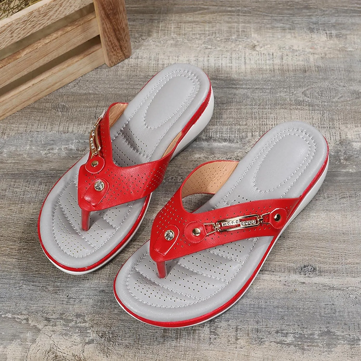 2025 Summer Sandals for Women Thong Wedge Sandals Comfortable Casual T-Strap Dressy Orthopedic Sandal Ladies Sandals