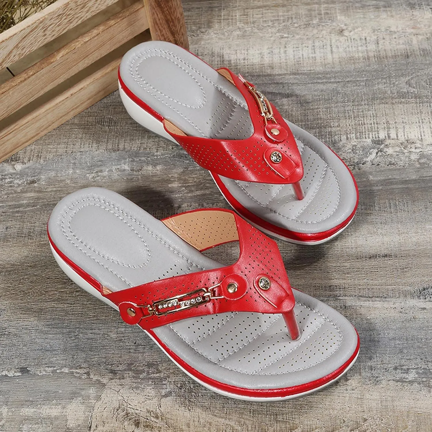 2025 Summer Sandals for Women Thong Wedge Sandals Comfortable Casual T-Strap Dressy Orthopedic Sandal Ladies Sandals