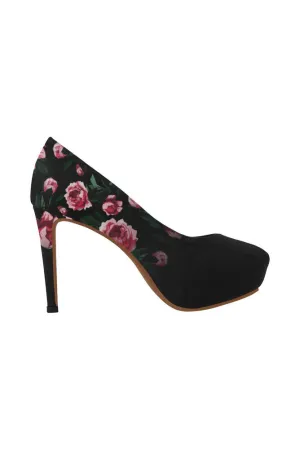 Black Floral Heel Women's High Heels