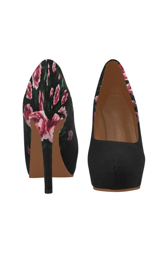 Black Floral Heel Women's High Heels