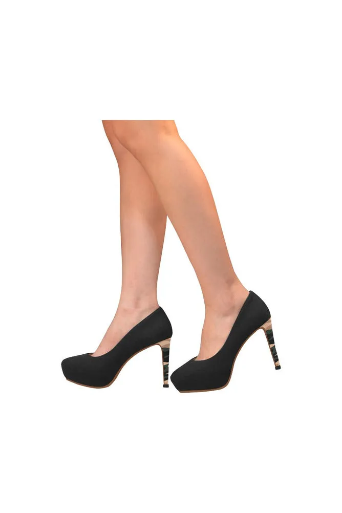 Camouflage Accented  Black High Heels