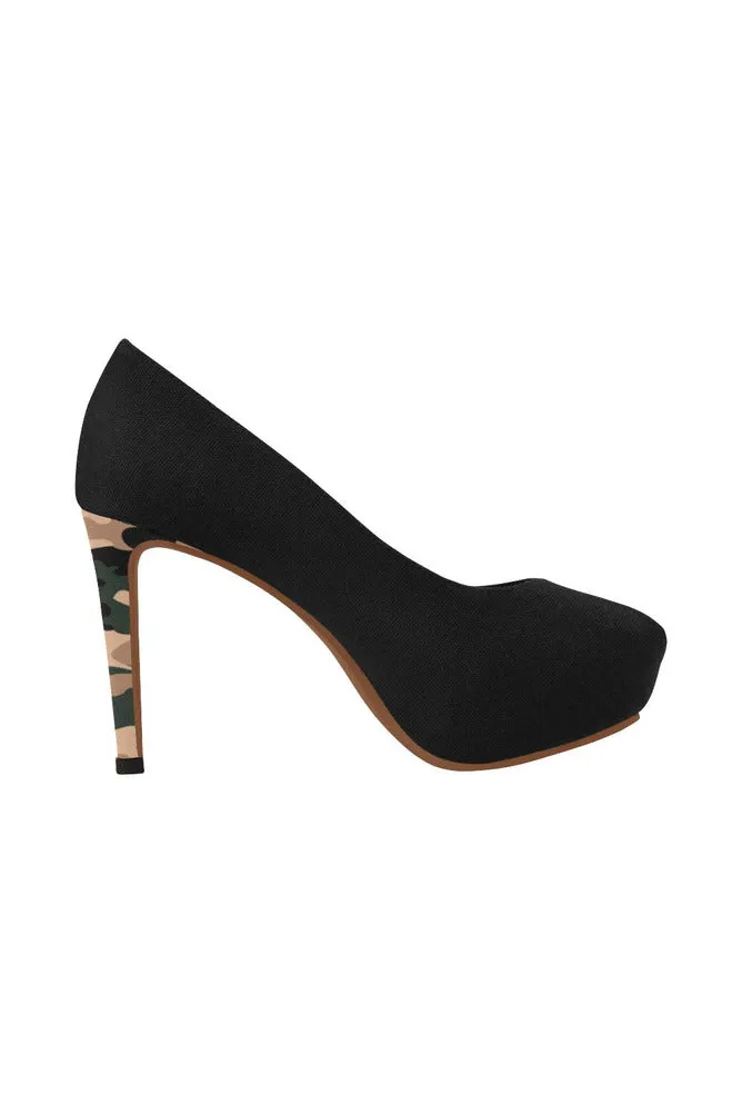 Camouflage Accented  Black High Heels