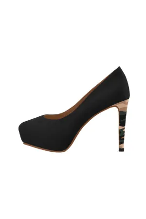 Camouflage Accented  Black High Heels