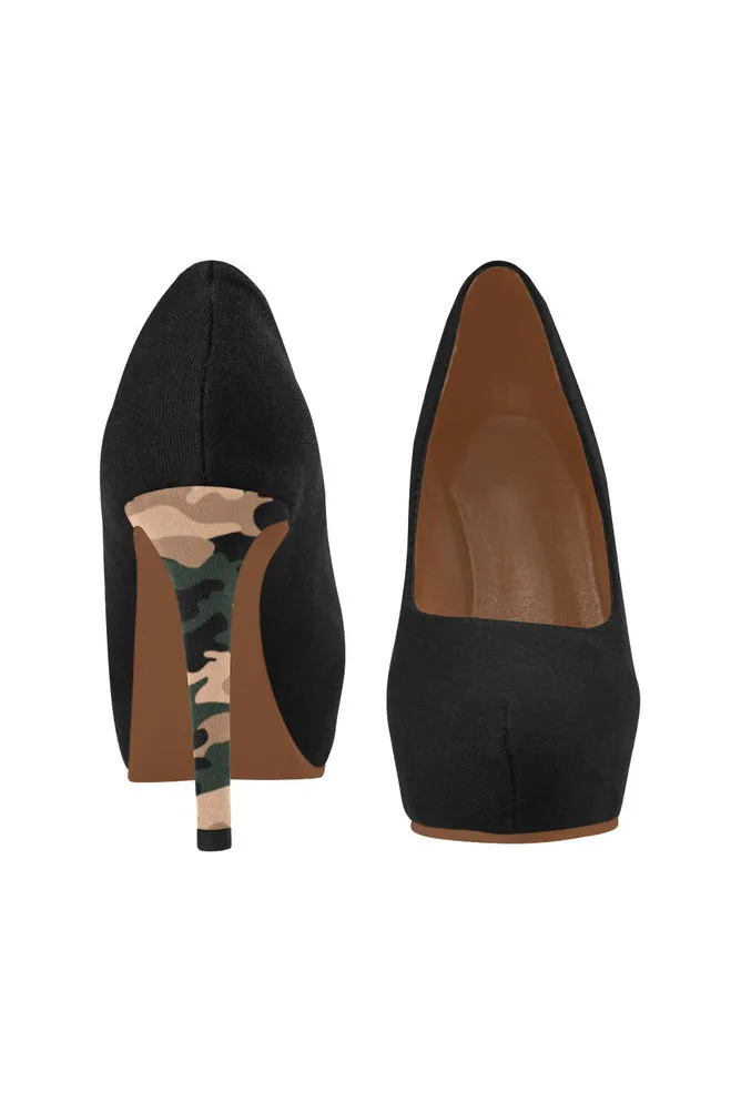 Camouflage Accented  Black High Heels