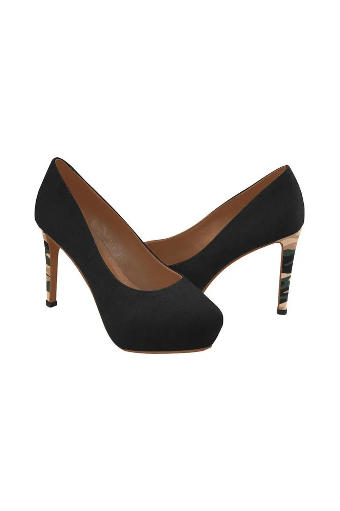 Camouflage Accented  Black High Heels