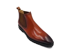 Carrucci Cognac Men's Patina Chelsea Boot Lug Sole Style No: KB480-102