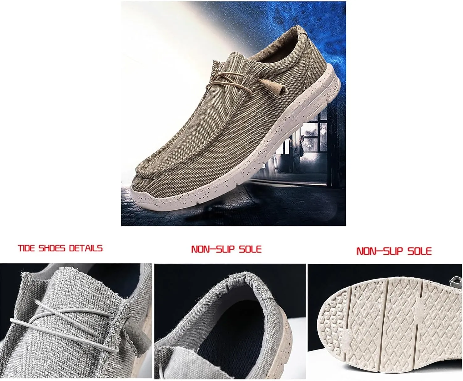 Classic Look Boat Shoes Men,Casual Comfy Breathable Men's Loafers & Slip-ons,Lightweight Soft Deck Shoes Mens,All Weather Rubber Soles,for Summer/Spring