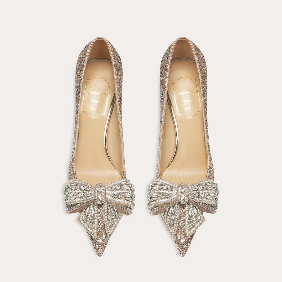 Elegant High Heels with Diamonds Wedding Shoes