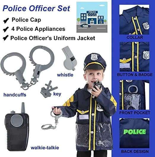 Kids Police Costume with Pretend Play Accessories - 003