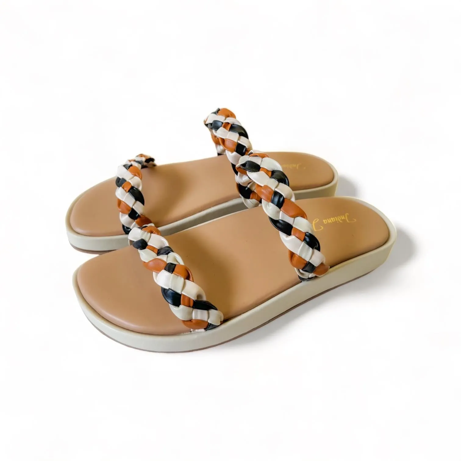 LUPE Multicolor Braided Cushioned Slides