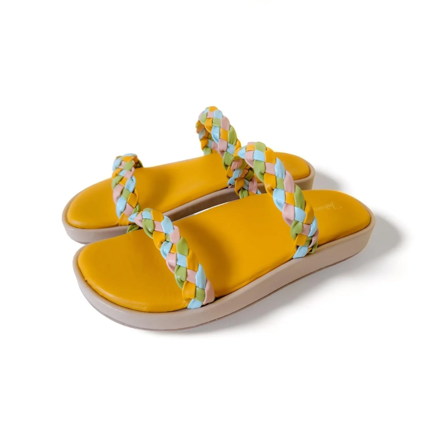 LUPE Multicolor Braided Cushioned Slides