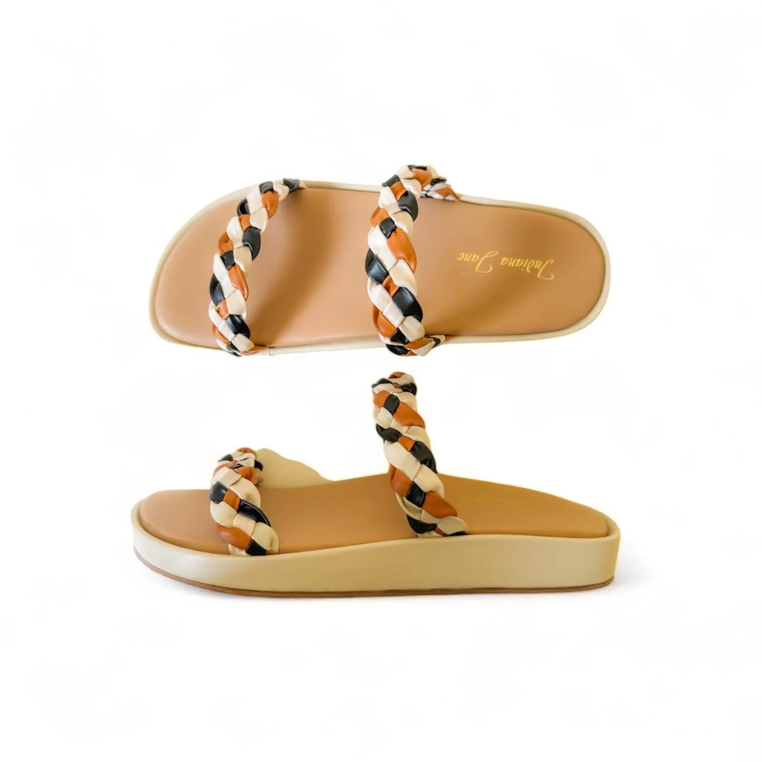 LUPE Multicolor Braided Cushioned Slides