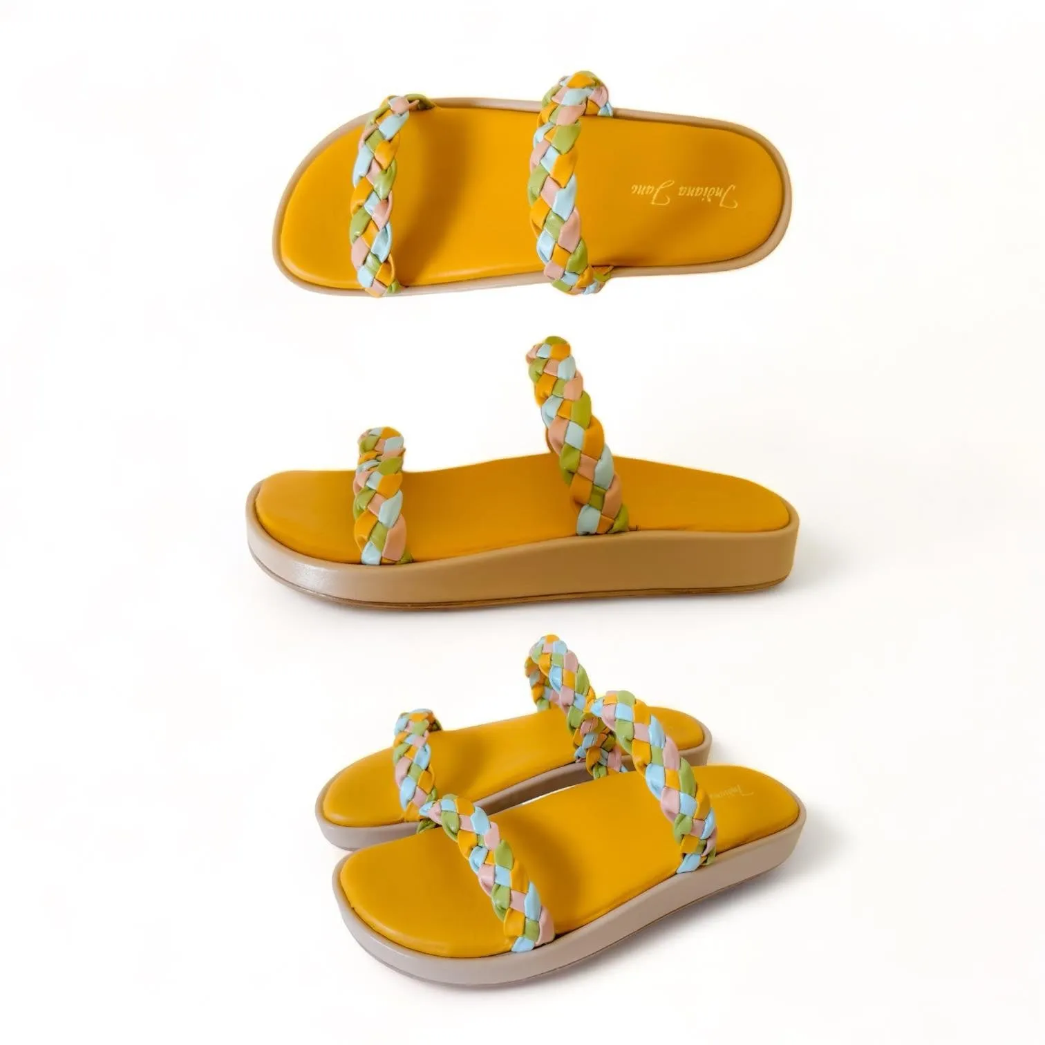 LUPE Multicolor Braided Cushioned Slides