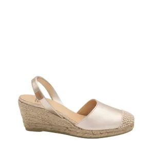 Metallic Closed Toe Leather Menorcan Espadrille For Women - Frida Montada 1924 Metallic 5C