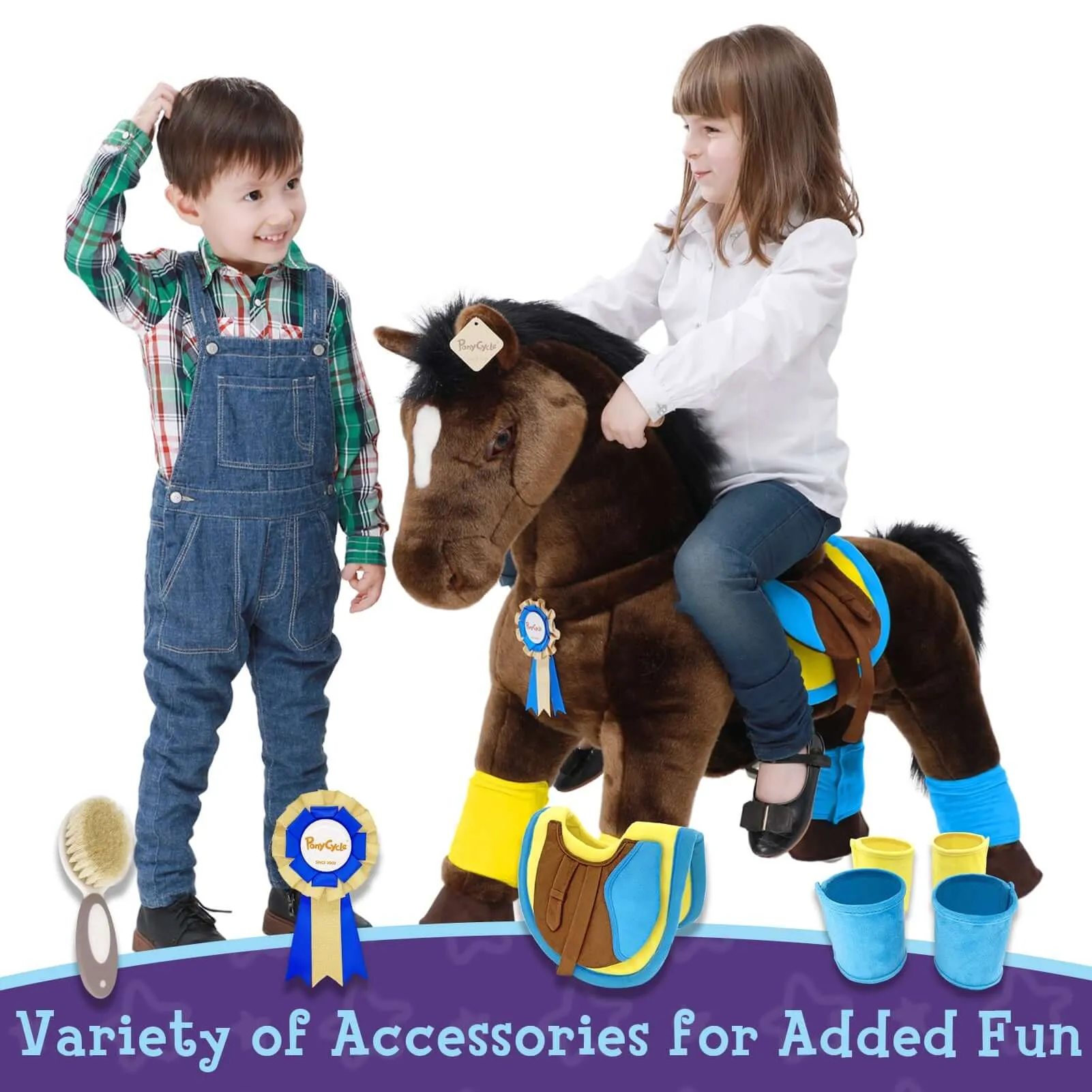 Model K Chocolate Ride On Horse For Age 4-8 (accessories Included)