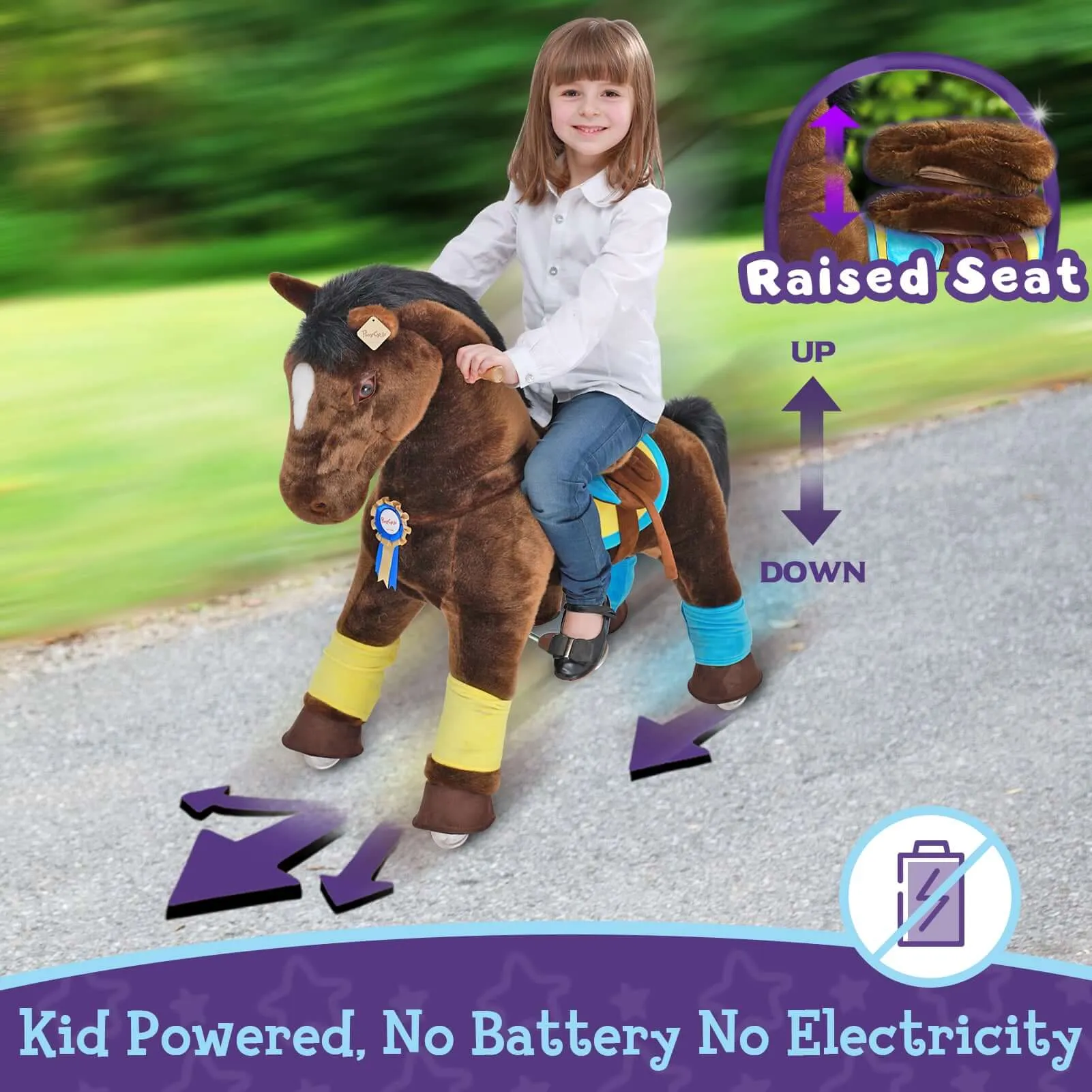 Model K Chocolate Ride On Horse For Age 4-8 (accessories Included)