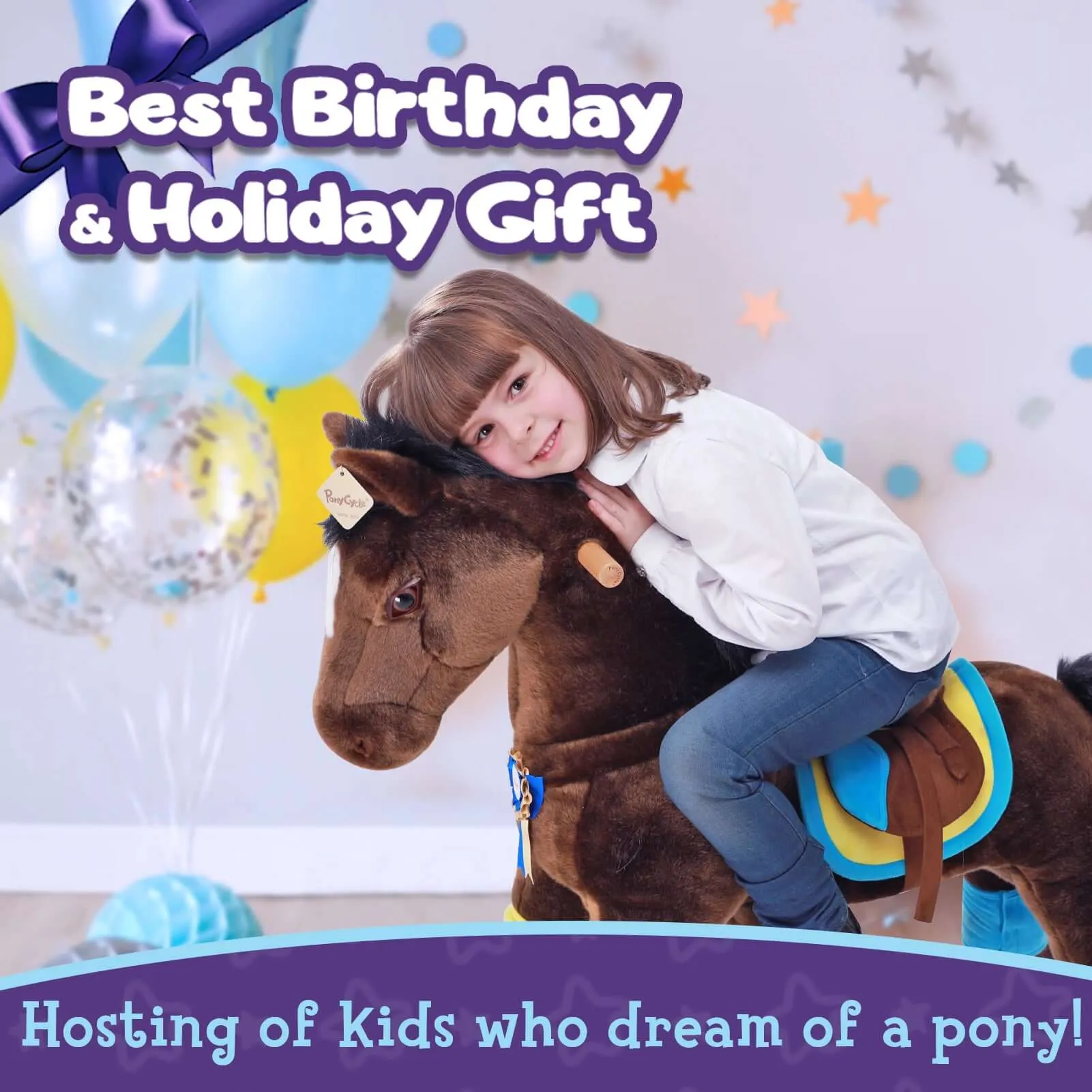 Model K Chocolate Ride On Horse For Age 4-8 (accessories Included)