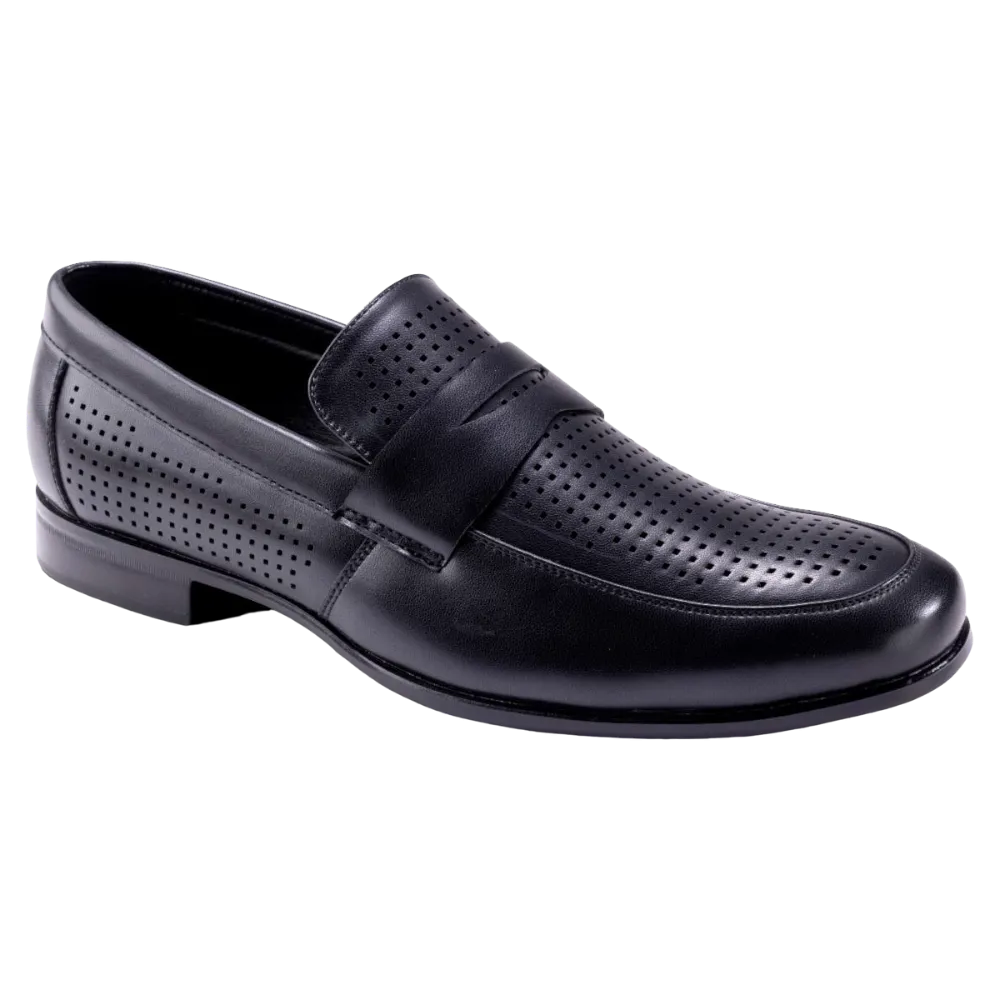 Montique Black Men's Slip-On Dress Shoes Penny Strap Loafer