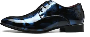 New Dress Oxford for Men Lace Up Patent Leather Derby Shoes PU Leather Rubber Sole Low Top Non Slip Classic