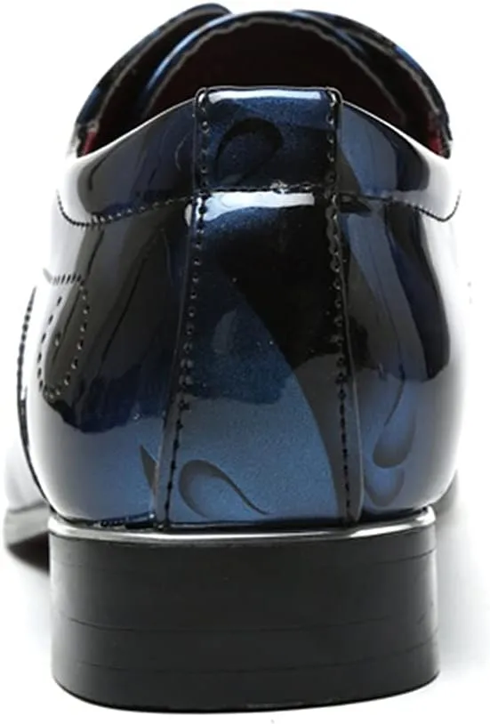 New Dress Oxford for Men Lace Up Patent Leather Derby Shoes PU Leather Rubber Sole Low Top Non Slip Classic
