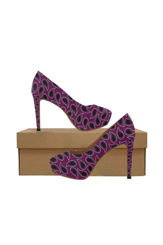 Plum Paisley Women's High Heels