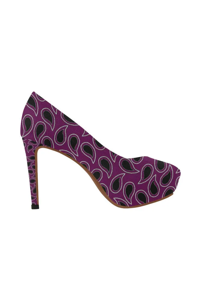 Plum Paisley Women's High Heels