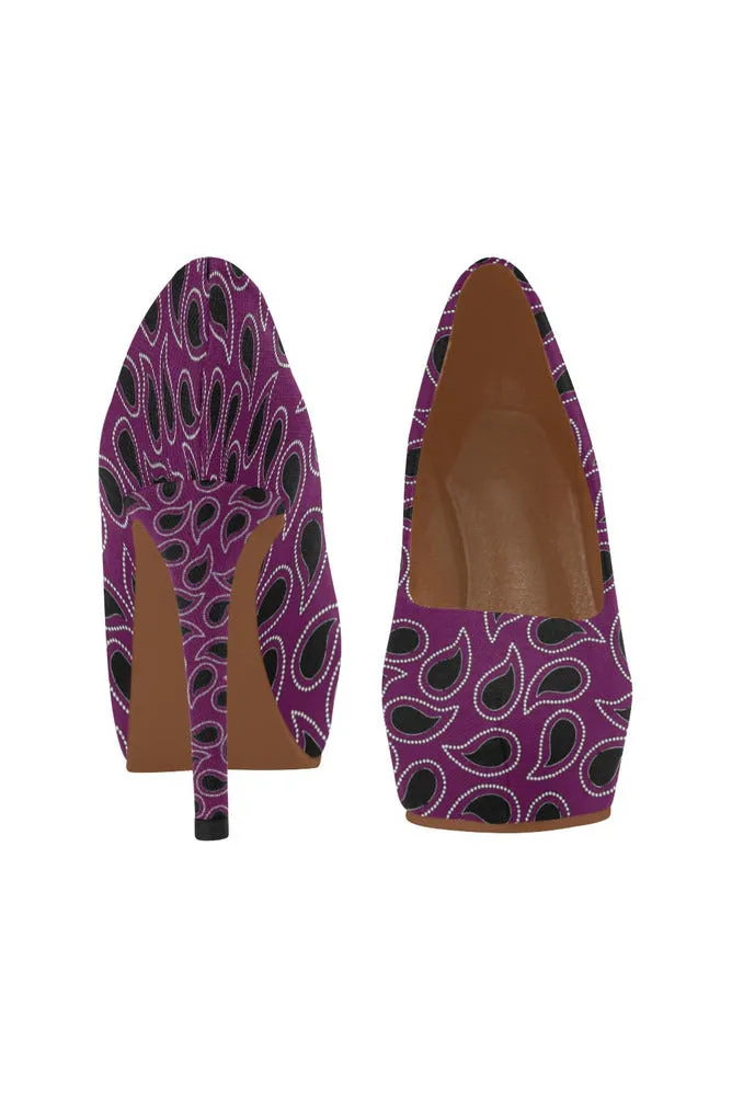 Plum Paisley Women's High Heels