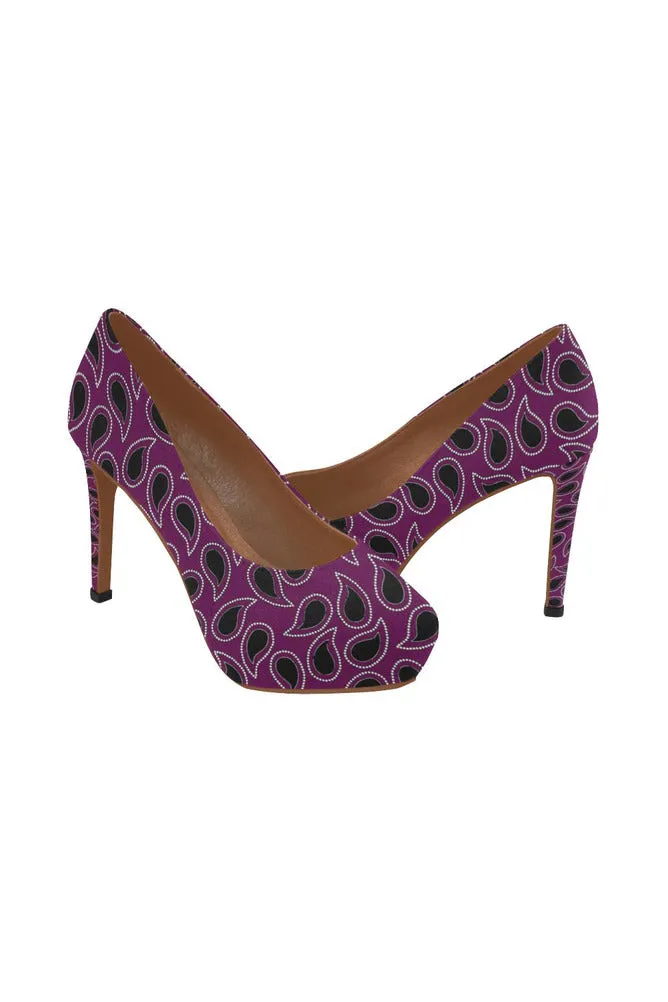 Plum Paisley Women's High Heels