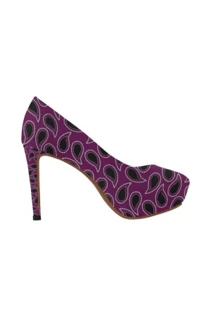 Plum Paisley Women's High Heels