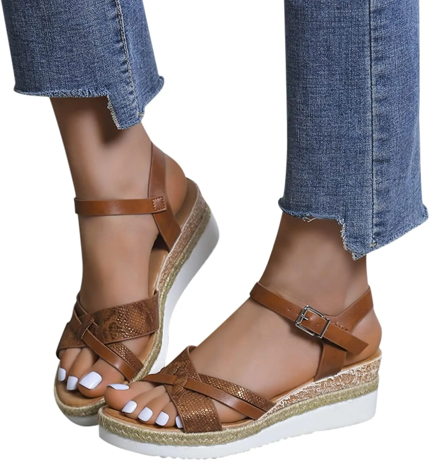 Sandals for Women 2025 Summer Platform Wedge Sandals for Women Walking Slippers with Arch Support Beach Boho Sandal Outdoor Shoes Casual Slip on Sandal Beach Dress Comfortable Shoes 2025