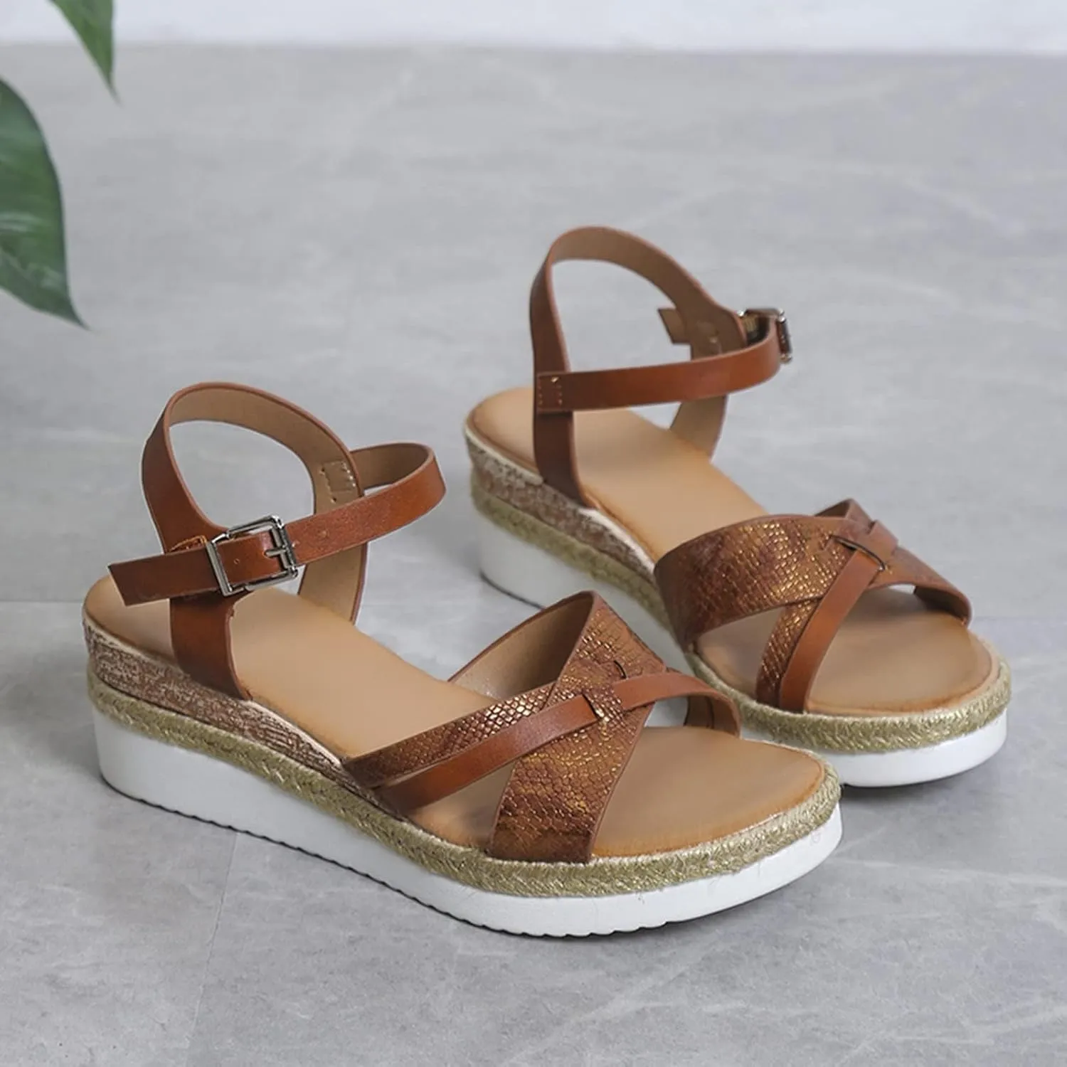Sandals for Women 2025 Summer Platform Wedge Sandals for Women Walking Slippers with Arch Support Beach Boho Sandal Outdoor Shoes Casual Slip on Sandal Beach Dress Comfortable Shoes 2025