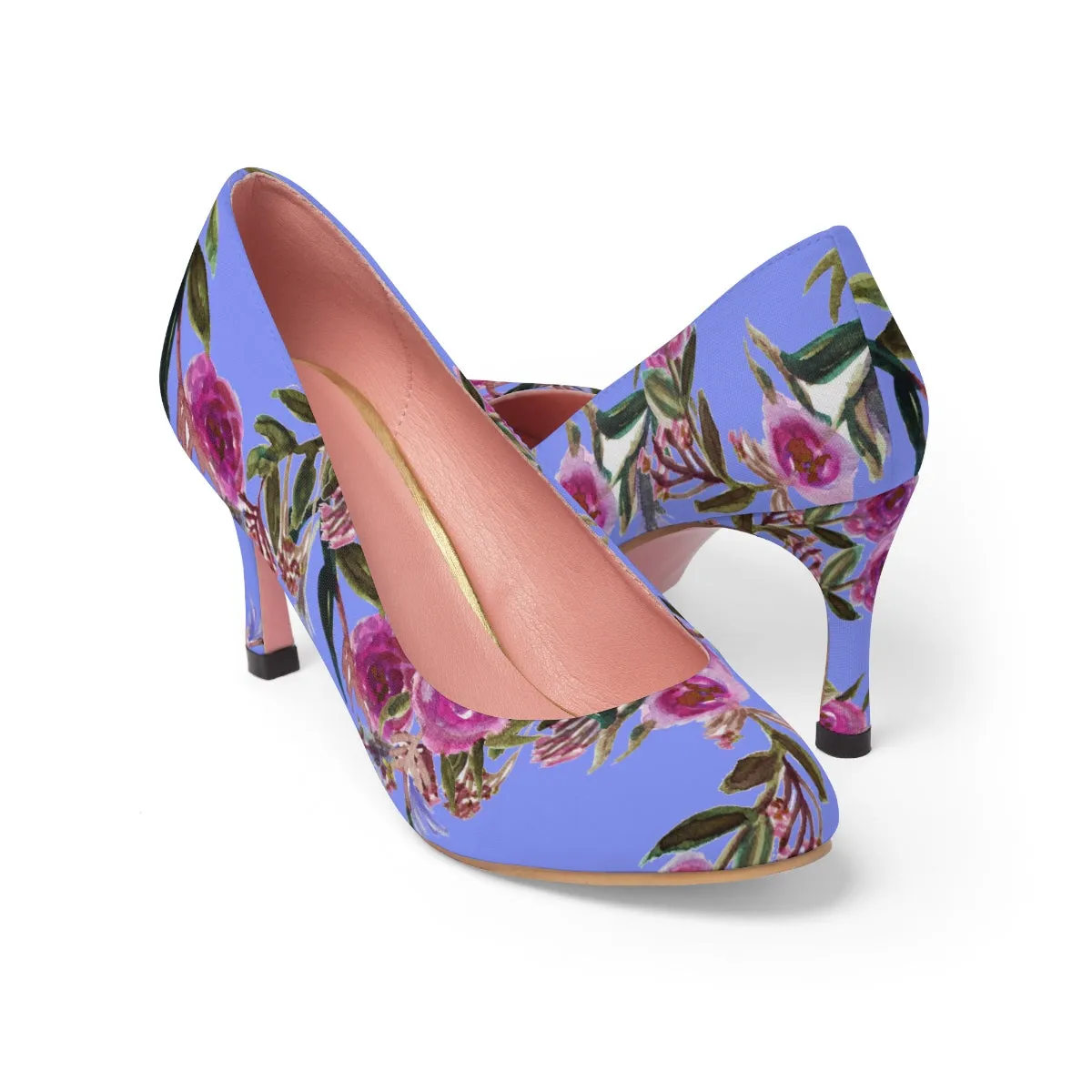 Violet Floral Garden Purple Pink Rose Designer Women's High Heels Canvas Shoes (US Size: 5-11)