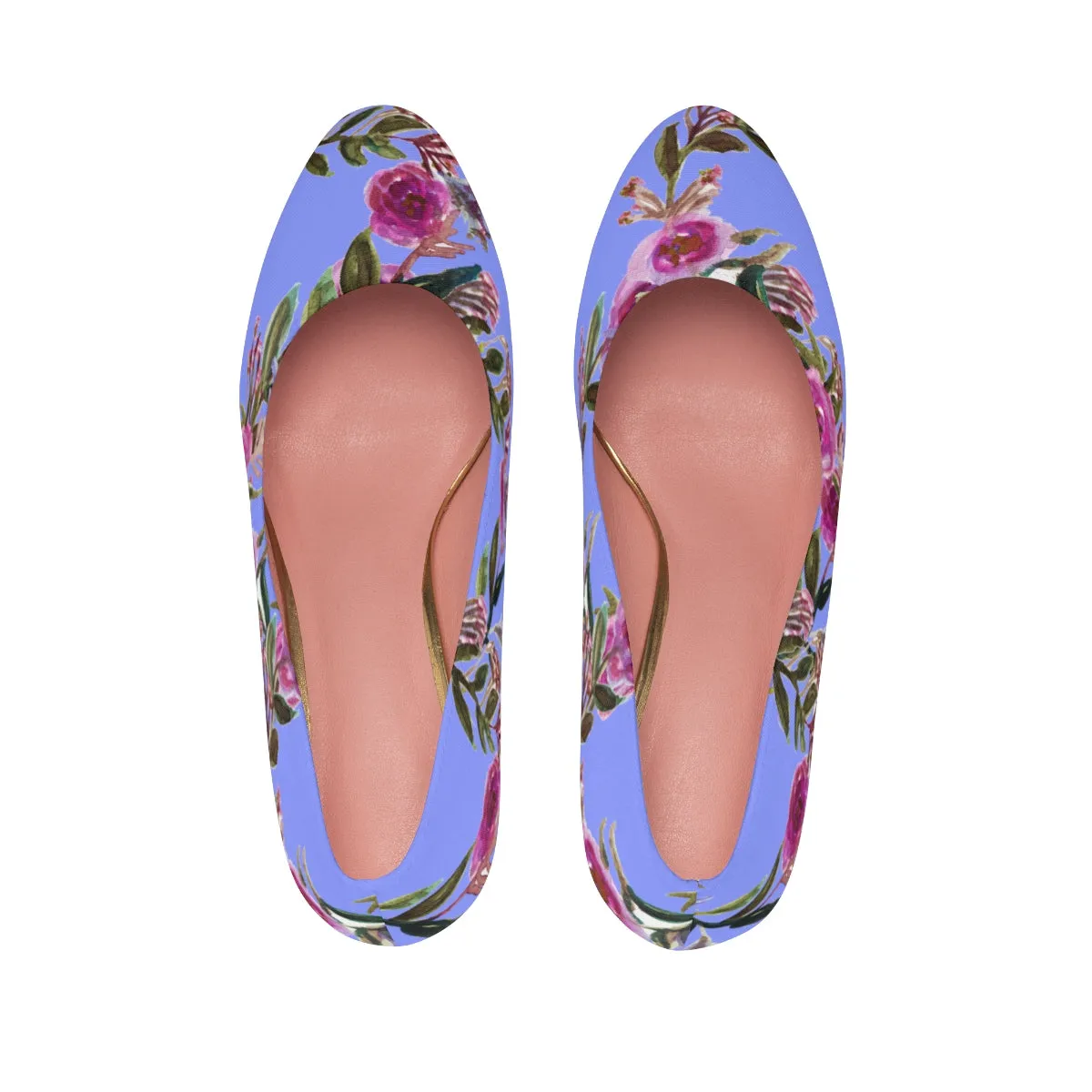 Violet Floral Garden Purple Pink Rose Designer Women's High Heels Canvas Shoes (US Size: 5-11)