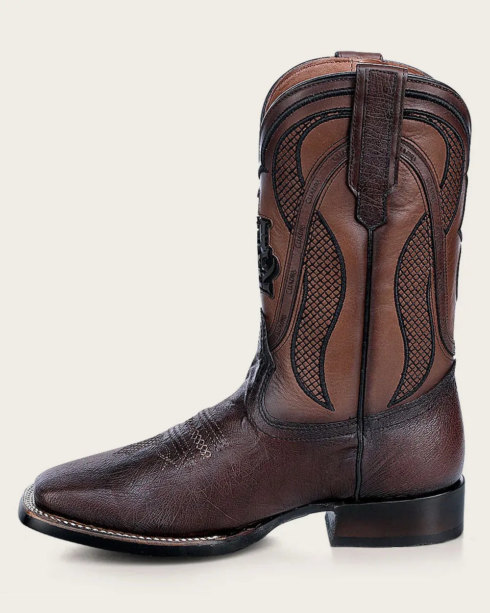 Western rodeo brown ostrich boot