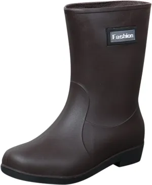 Women Rain Boots Lightweight Comfortable Wide Calf Garden Shoes Waterproof Mid Calf Fishing Boots For Men