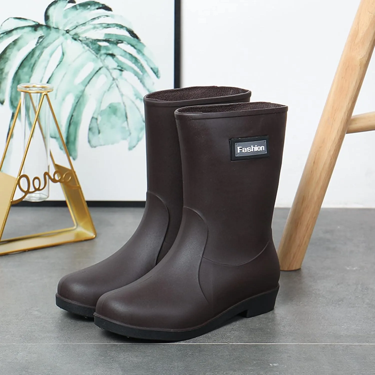 Women Rain Boots Lightweight Comfortable Wide Calf Garden Shoes Waterproof Mid Calf Fishing Boots For Men
