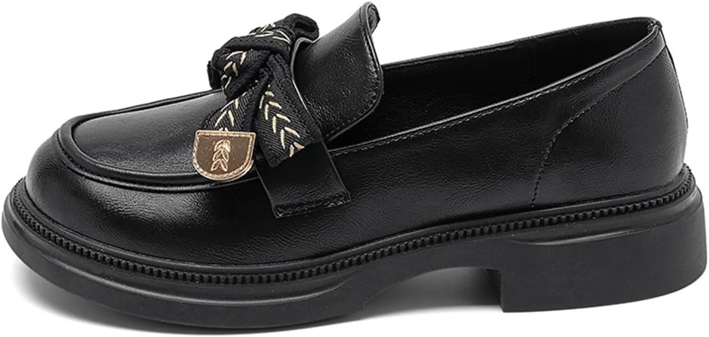 Women's Chunky Platform Loafers for Business/Casual Office Work - Autumn White Single Shoes with Thick Sole for Women,Black-38