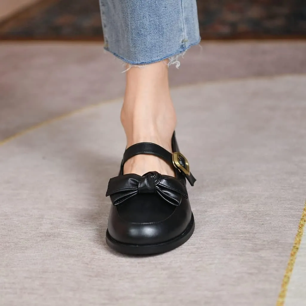 Women's Mary Jane Oxford Shoes Flats Leather Classic Round Toe Tie Girls Oxfords Brogues Dress Shoe