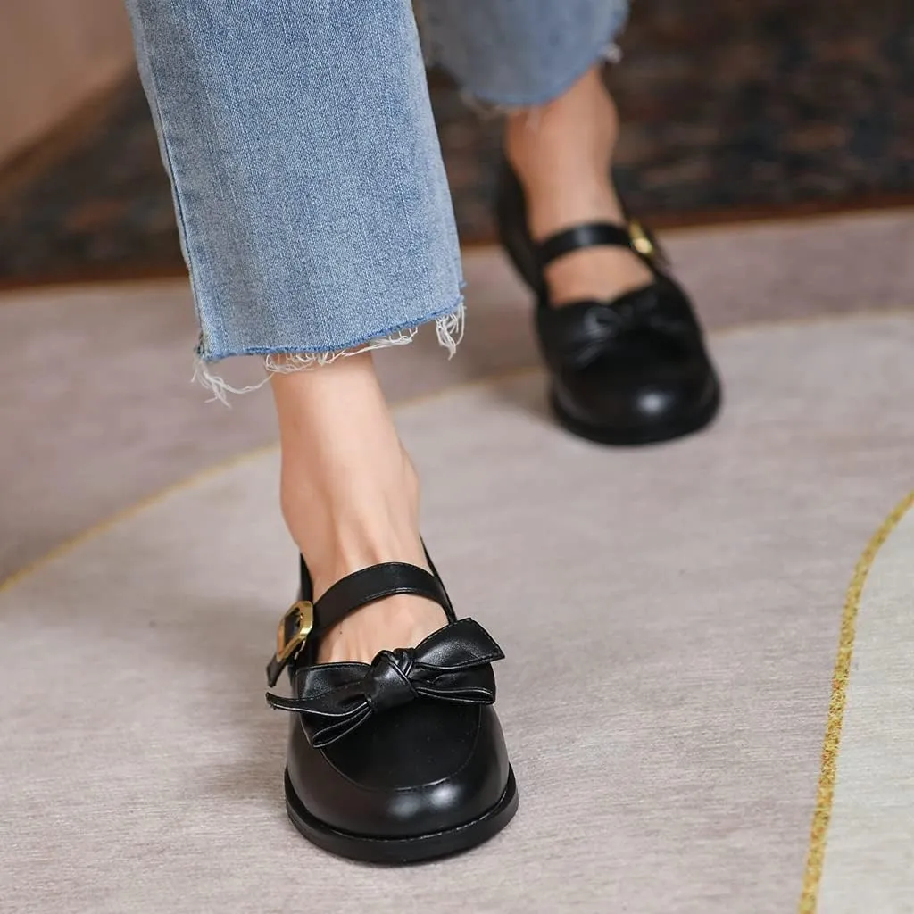 Women's Mary Jane Oxford Shoes Flats Leather Classic Round Toe Tie Girls Oxfords Brogues Dress Shoe