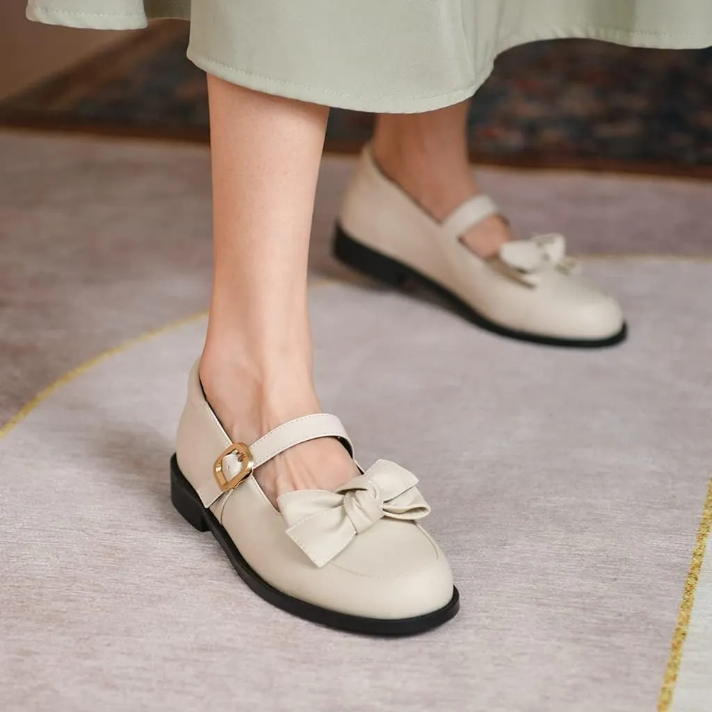 Women's Mary Jane Oxford Shoes Flats Leather Classic Round Toe Tie Girls Oxfords Brogues Dress Shoe