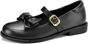 Women's Mary Jane Oxford Shoes Flats Leather Classic Round Toe Tie Girls Oxfords Brogues Dress Shoe
