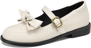 Women's Mary Jane Oxford Shoes Flats Leather Classic Round Toe Tie Girls Oxfords Brogues Dress Shoe