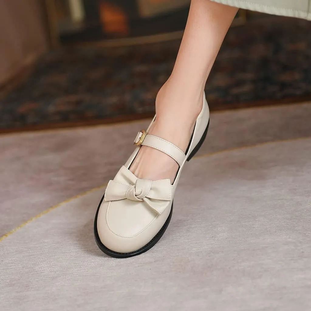 Women's Mary Jane Oxford Shoes Flats Leather Classic Round Toe Tie Girls Oxfords Brogues Dress Shoe