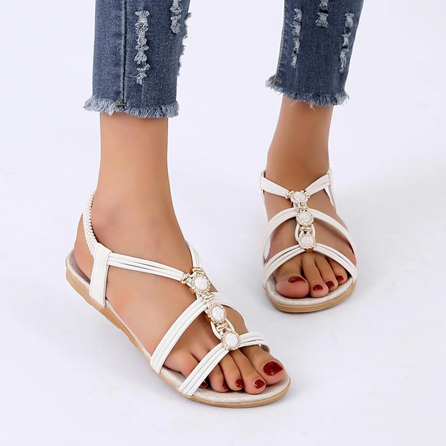 Yoga Mat Comfortable Flat Sandal for Women Elastic Slip on Comfort Casual Shoes Slingback Flats for Women