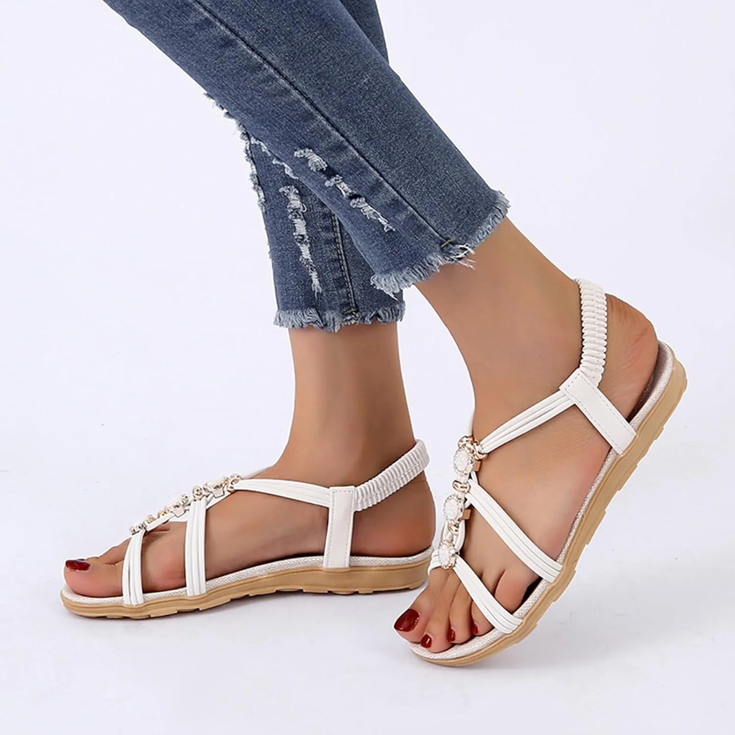 Yoga Mat Comfortable Flat Sandal for Women Elastic Slip on Comfort Casual Shoes Slingback Flats for Women