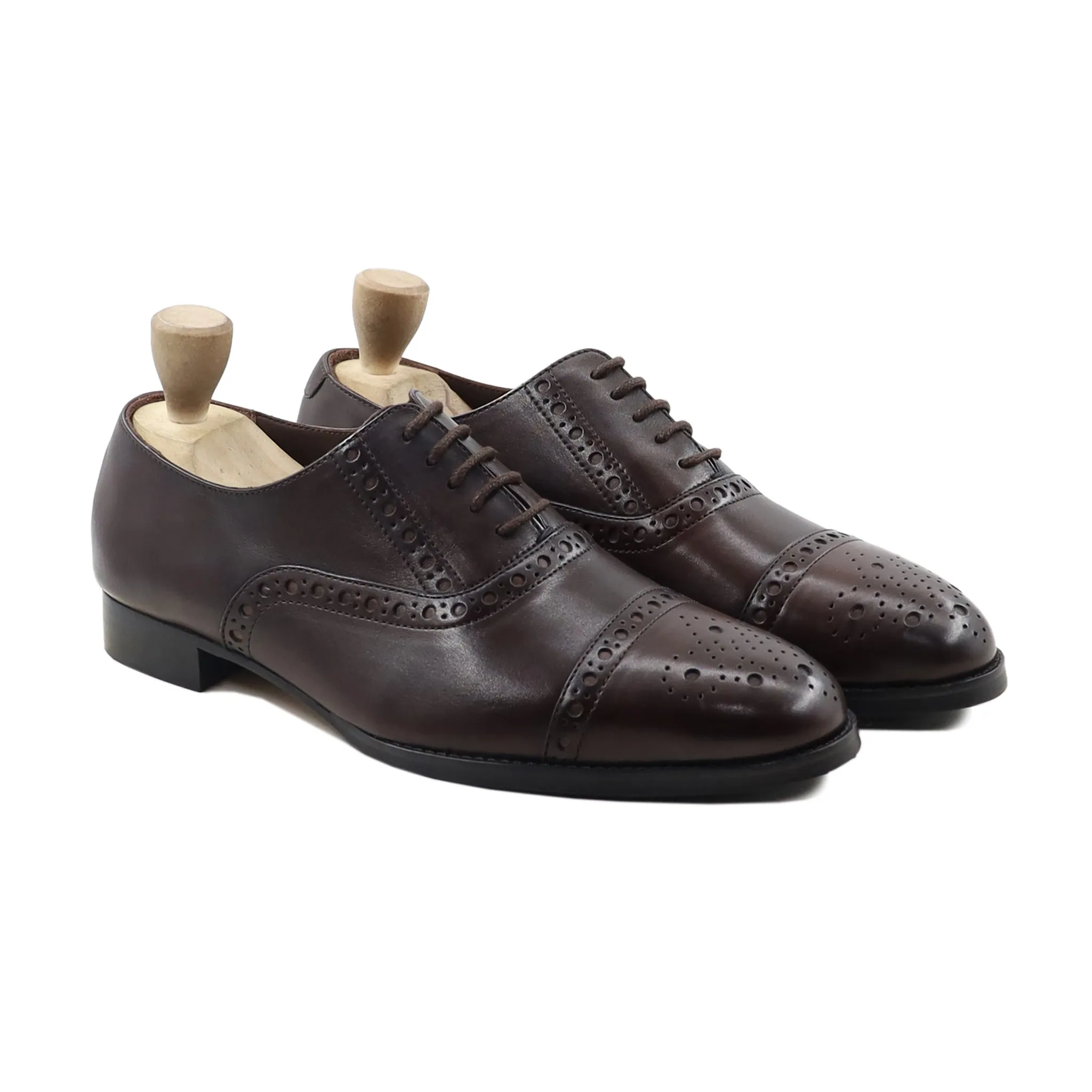 Yuya - Men's Dark Brown Calf Leather Oxford Shoe